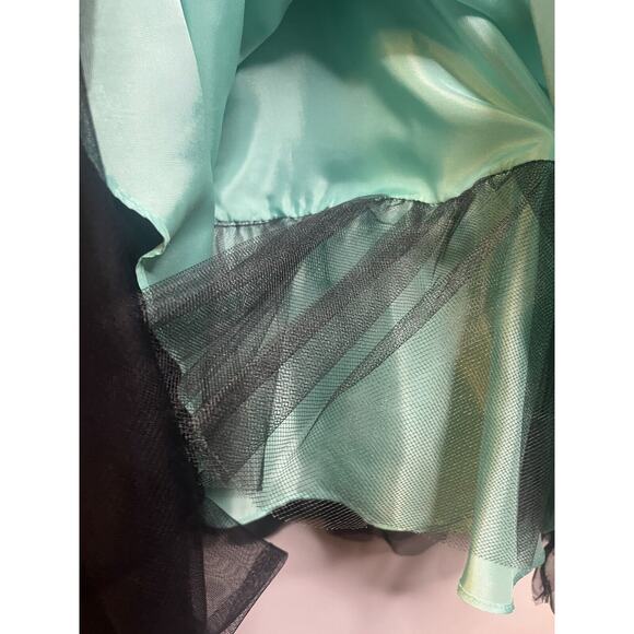 Cache Vintage Teal Black Y2k Fairy Halter Chiffon Fit & Flare Party Dress size 6 - Picture 3 of 7